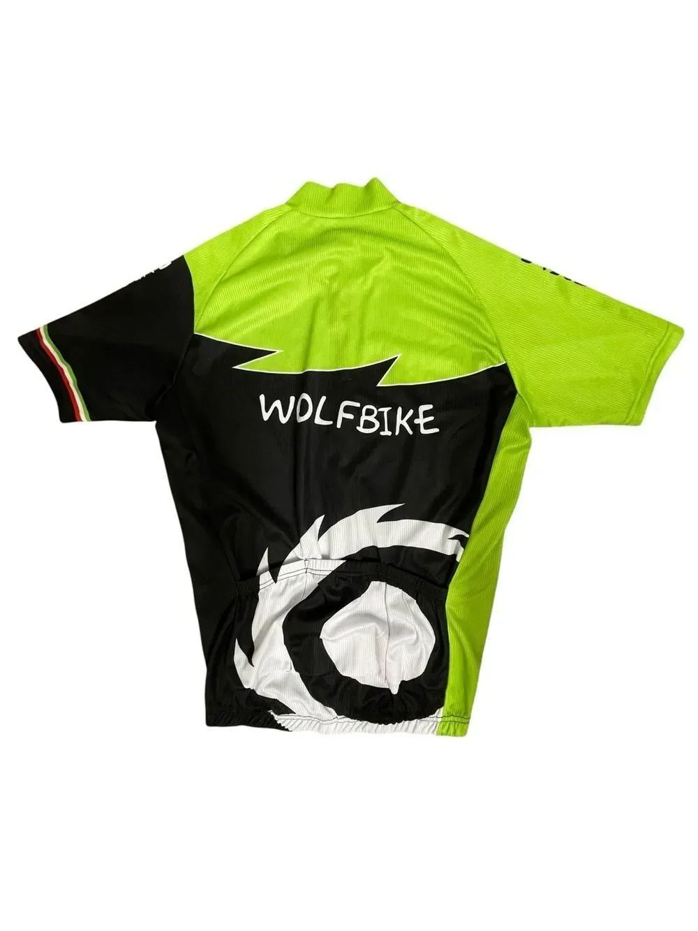 WOLFBIKE Cycling Jersey Neon Green Black Full Zip Size M
